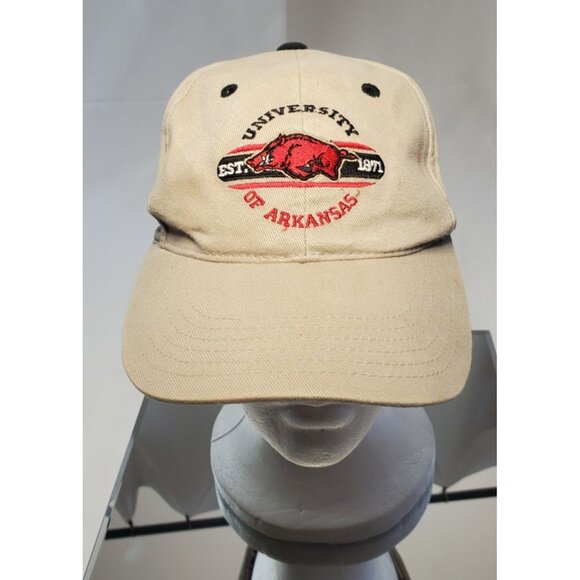 Annco University Of Arkansas Baseball Cap Hat Youth 1918 Beige Strapback - Picture 1 of 8